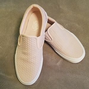 Vans basket weave pink suede slip ons sz 8.5